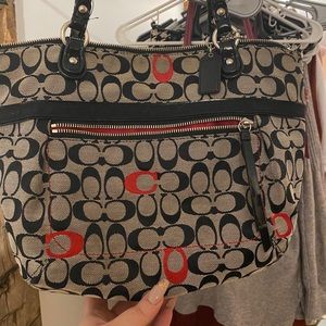 Coach black grey red purse